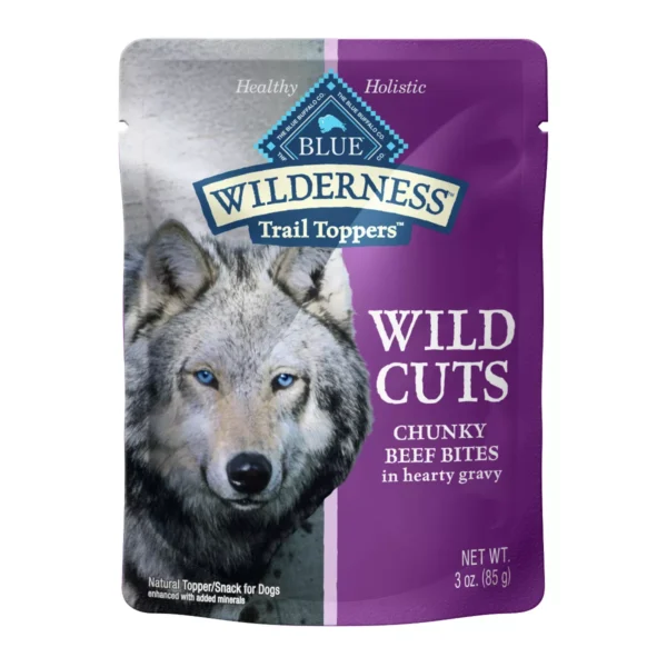 Blue Buffalo Wilderness Trail Toppers Wild Cuts High Protein Natural Wet Dog Food Chunky Beef Bites in Hearty Gravy 3oz