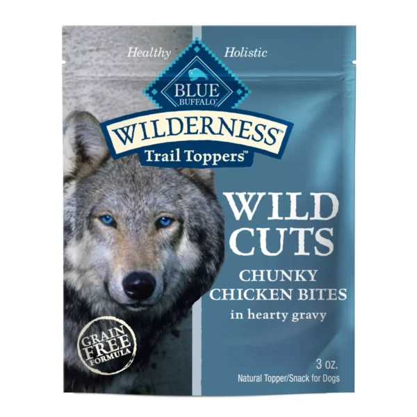 Blue Buffalo Wilderness Trail Toppers Wild Cuts High Protein Natural Wet Dog Food with Chunky Chicken Bites in Hearty Gravy 3oz