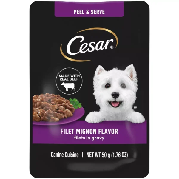 Cesar Pouch Filet Mignon Steak Flavor Wet Dog Food 1.76oz