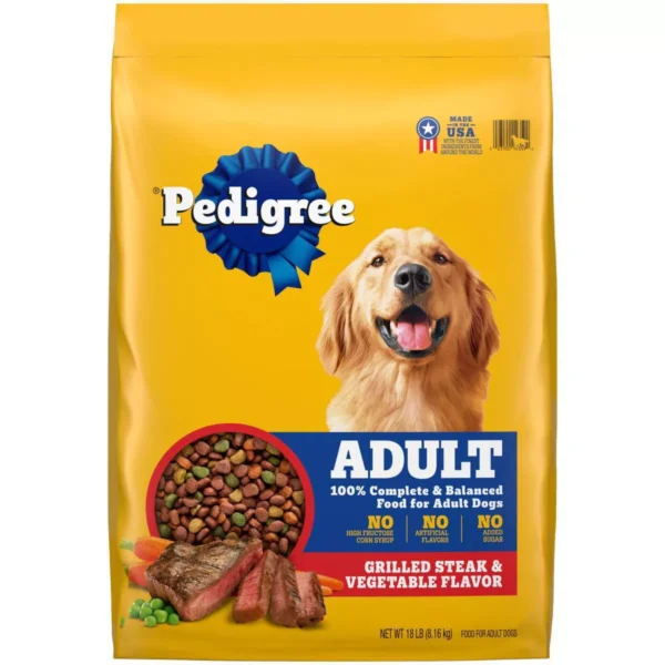 Pedigree Grilled Steak and Vegetable Flavor Adult Dry Dog Food 18lbs