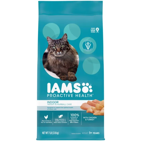 IAMS Proactive Health Weight Control and Hairball Care with Chicken and Turkey Flavor Indoor Dry Cat Food 7lbs