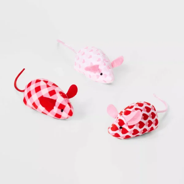 Valentines Mice Cat Plush Toy Set - 3pc/2pk - Boots & Barkley